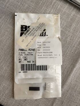 P0029.02a8 Buell Genuine Fuel Injector Lower O-ring