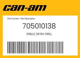 705010138 Can-am Genuine Grille Dr Rh Grill -