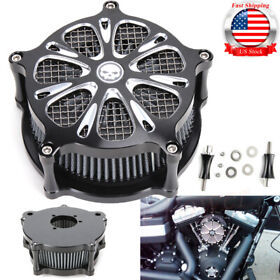 Mpphl006021-bk-3f Cnc Cut Air Cleaner Intake Filter Kit For Harley Touring Classic Dyna Fx Softail
