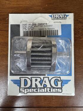 Ds-289073 Drag Specialties Dual Inlet Breather Element 3/8 Inch New In Package Ds-289073 Drag Specialties Dual Inlet Breather Element 3/8 Inch New In Package