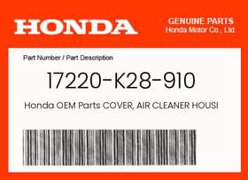 17220-k28-910 Honda Genuine Cover Air Cleaner Housing -