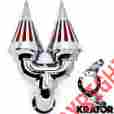 Km005-c-m03 Krator Chrome Dual Spike Air Cleaner Kits Intake Filter For Harley Davidson Cv Carb