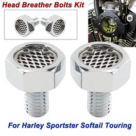 Mp09-001-0017cleus Lenkdou 2pcs Chrome Head Breather Bolts For Harley Cvo Big Twin 91-98 Sportster Dyna