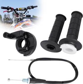 H100 Mtatcn 7/8 Inch /22mm Handlebar Hand Grips With 34.3 Throttle Cable Housing Set Black
