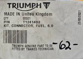 Triumph T1241483 New Genuine Daytona 595 955i Speed Triple 885 Oem Fuel Gas Connector Kit