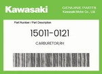 Kawasaki Genuine Carburetor,rh 15011-0121. Fixed Price $677.79.