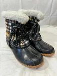 Sporto Kim Black Yellow Plaid Rubber Snow Boots Size 10. Fixed Price $17.22.
