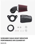 Screamin Eagle Heavy Breather Performance Air Cleaner Black 14-22 Sportster Hd. Fixed Price $249.61.