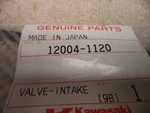 Kawasaki Oem New Intake Valve 12004-1120 ZX600 Ninja 6R #7575. Fixed Price $23.99.
