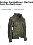 Speed And Strength Women's Olive Black Double Take Textile Motorcycle Jacket Med. Fixed Price $120.00.