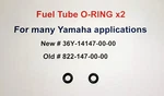 Yamaha Fuel Tube O-ring X2 New # 36Y-14147-00, Old 822-14147-00. Fixed Price $8.50.