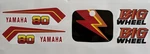 1986 Yamaha BW80A Fuel Tank, Front And Side Cover Decals Set Laminated. Fixed Price $31.00.