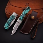 Handmade Custom Carbon Steel Edc Folding Pocket Knife With Leather Sheath & Box. Fixed Price $18.00.