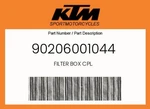 Ktm Genuine Filter Box Cpl. - 90206001044. Fixed Price $134.26.