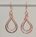Handmade Usa Copper Earrings Double Teardrop Hoops Hammered Textured. Fixed Price $5.49.