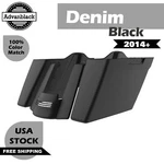 Denim Black No Cutout Stretched Saddlebag Extended Bags For Harley Touring 2014+. Fixed Price $1078.00.