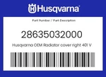 Husqvarna Genuine Radiator Cover Right 401 Vitpilen - 28635032000. Fixed Price $7.96.