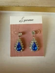 Pierced Teardrop Blue And Clear Earrings. Fixed Price $37.00.