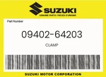 Suzuki Genuine Clamp 09402-64203. Fixed Price $9.49.