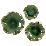 Gloss Green Brown Modern Lily Pad Wall Art Set 3 Flower Sculpture Round Leaf. Fixed Price $376.80.