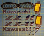 Kawasaki ZX-11D Raised Lettering/badges, Intake Screens, Reflectors, Brake Guard. Fixed Price $158.00.