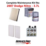 2007 Dodge Nitro 3.7L Complete Air, Oil & Cabin Filter Kit (5W-20). Fixed Price $102.95.