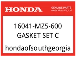 Honda Oem Part 16041-MZ5-600 Gasket Set C. Fixed Price $20.89.