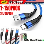 Braided Usb Type Fast Charging Data Cable Cord For Iphone 17 16 Pro Max Lot. Fixed Price $24.59.