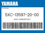 Yamaha Genuine Joint, Carburetor 5XC-13597-20-00. Fixed Price $16.90.