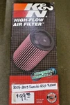 09-14 Suzuki Gsxr 1000 K&n High Flow Reusable Air Filter SU-1009. Fixed Price $22.48.